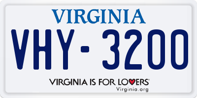 VA license plate VHY3200