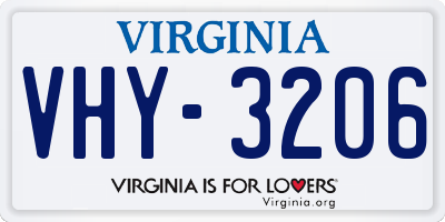 VA license plate VHY3206