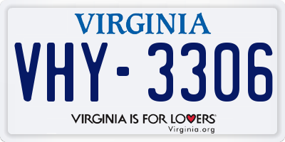 VA license plate VHY3306