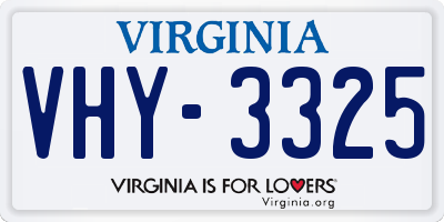 VA license plate VHY3325