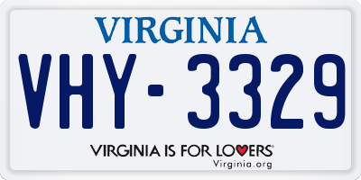VA license plate VHY3329