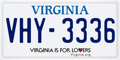 VA license plate VHY3336