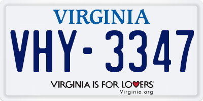VA license plate VHY3347