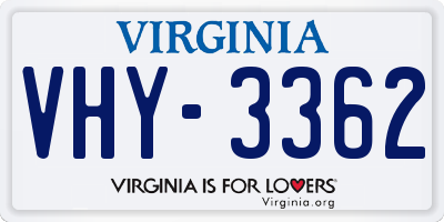 VA license plate VHY3362