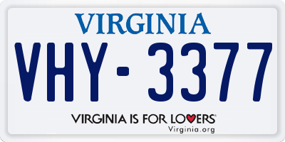 VA license plate VHY3377