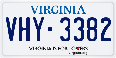 VA license plate VHY3382