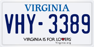VA license plate VHY3389