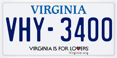 VA license plate VHY3400