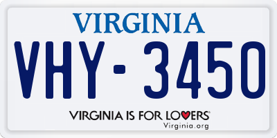 VA license plate VHY3450