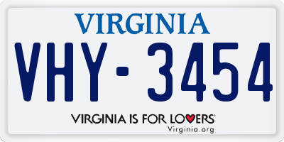 VA license plate VHY3454
