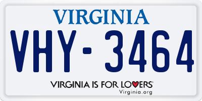 VA license plate VHY3464