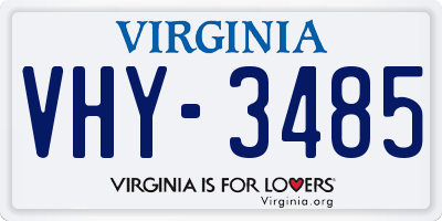 VA license plate VHY3485
