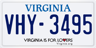 VA license plate VHY3495