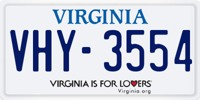 VA license plate VHY3554