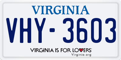 VA license plate VHY3603
