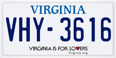 VA license plate VHY3616