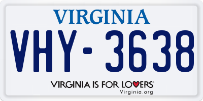 VA license plate VHY3638