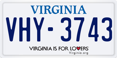 VA license plate VHY3743