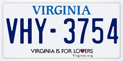 VA license plate VHY3754