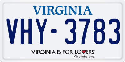 VA license plate VHY3783