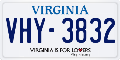 VA license plate VHY3832