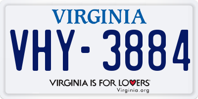 VA license plate VHY3884