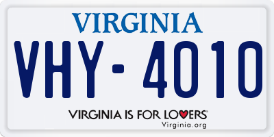 VA license plate VHY4010