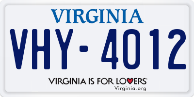 VA license plate VHY4012