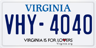 VA license plate VHY4040