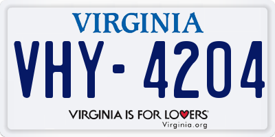 VA license plate VHY4204