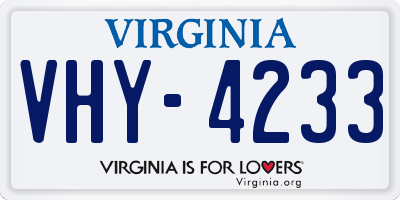 VA license plate VHY4233