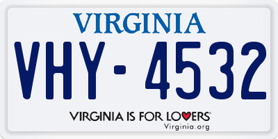 VA license plate VHY4532
