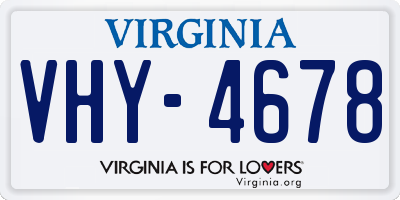 VA license plate VHY4678