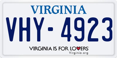VA license plate VHY4923