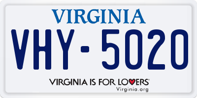 VA license plate VHY5020