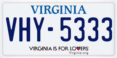 VA license plate VHY5333