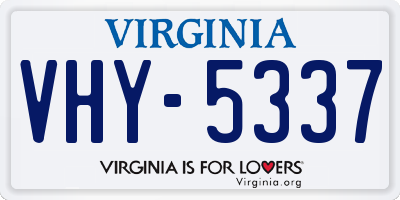 VA license plate VHY5337