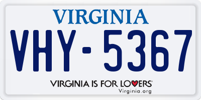 VA license plate VHY5367