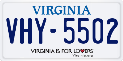 VA license plate VHY5502