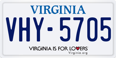 VA license plate VHY5705