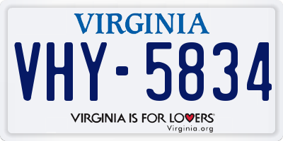 VA license plate VHY5834