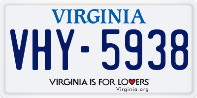 VA license plate VHY5938