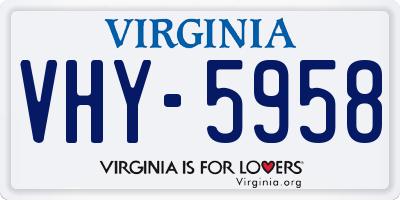 VA license plate VHY5958