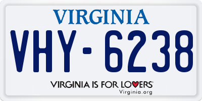 VA license plate VHY6238