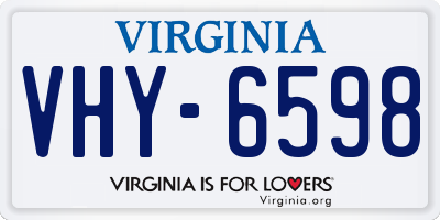 VA license plate VHY6598