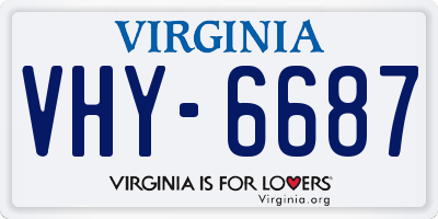 VA license plate VHY6687