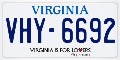 VA license plate VHY6692