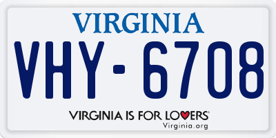 VA license plate VHY6708
