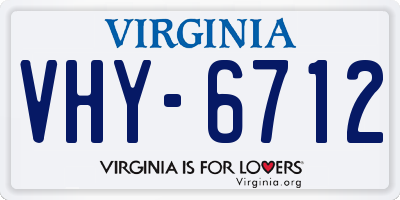 VA license plate VHY6712