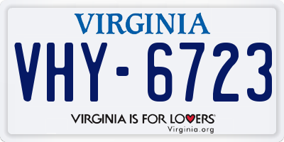 VA license plate VHY6723